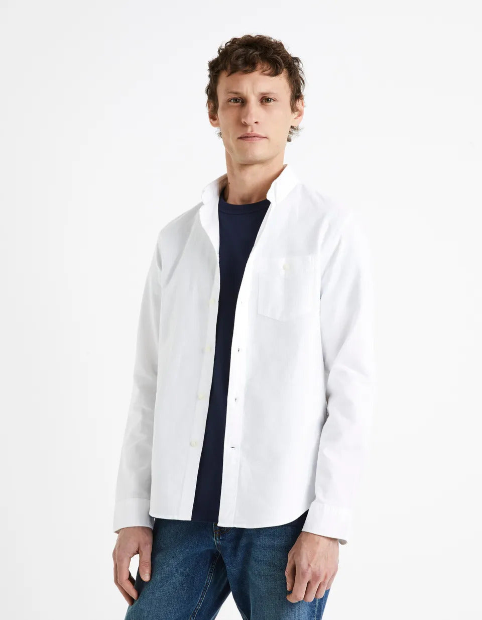 100% Cotton Regular Oxford Shirt - White - 01