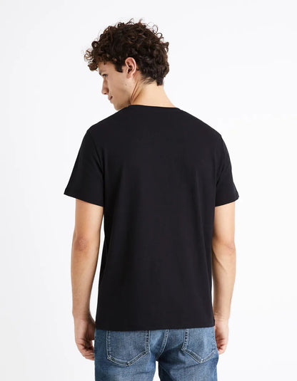 100% Cotton Round Neck T-Shirt - Black - 03