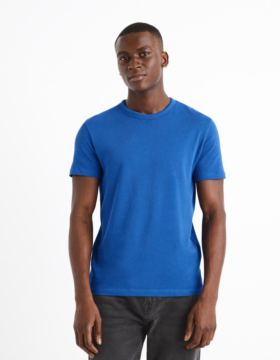 100% Cotton Round Neck T-Shirt - Blue - 02