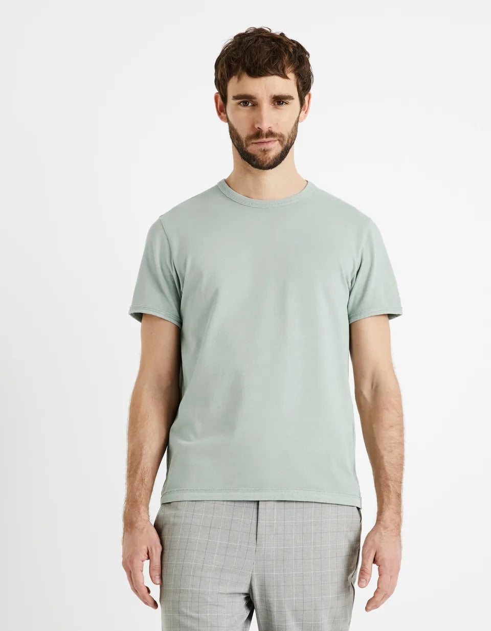 100% Cotton Round Neck T-Shirt - Gray Blue - 01