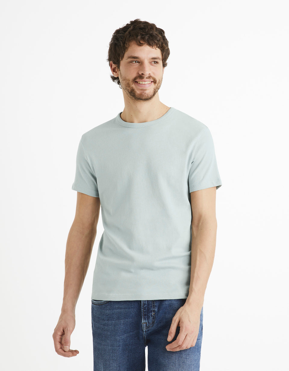 100% Cotton Round Neck T-Shirt - Gray - 01