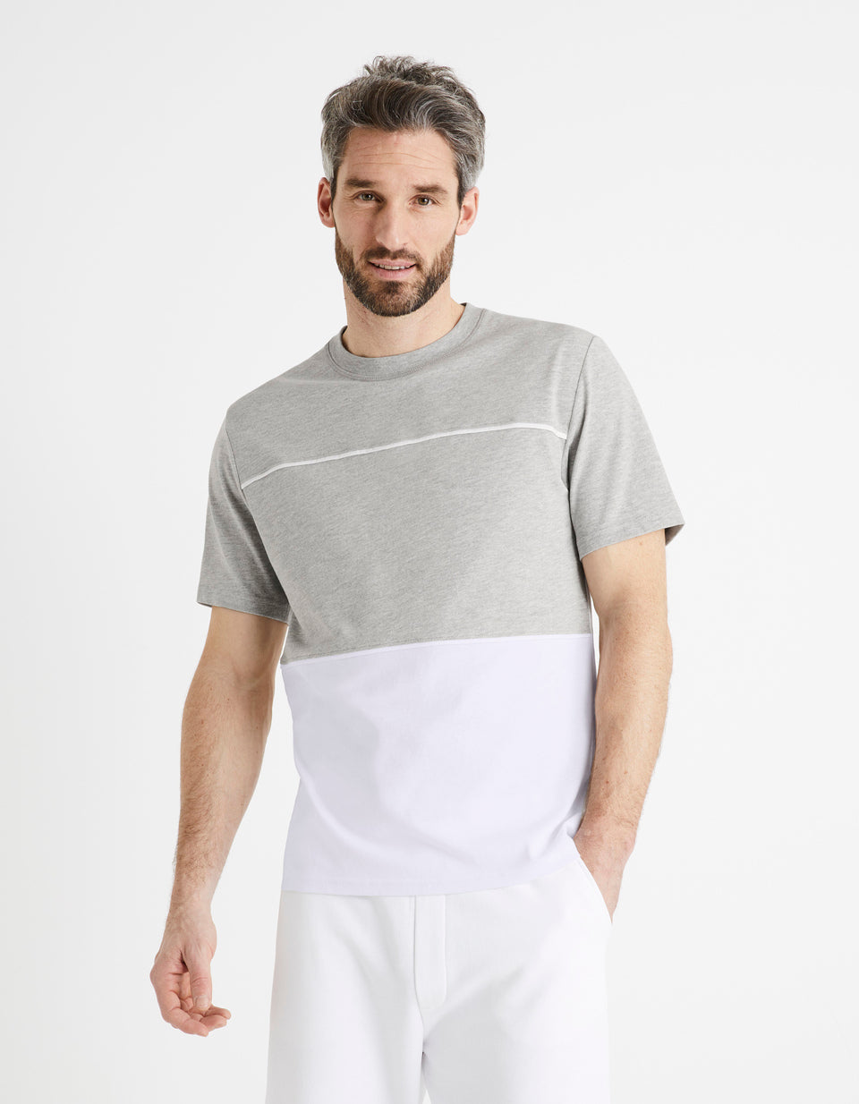 100% Cotton Round Neck T-Shirt - Gray - 01