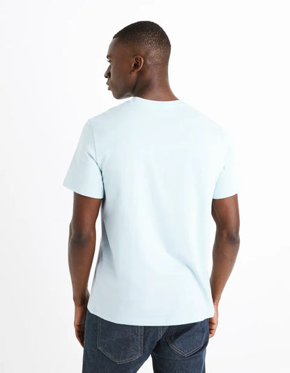100% Cotton Round-Neck T-Shirt - Sky Blue - 03