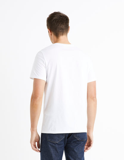 100% Cotton Round Neck T-Shirt - White - 03