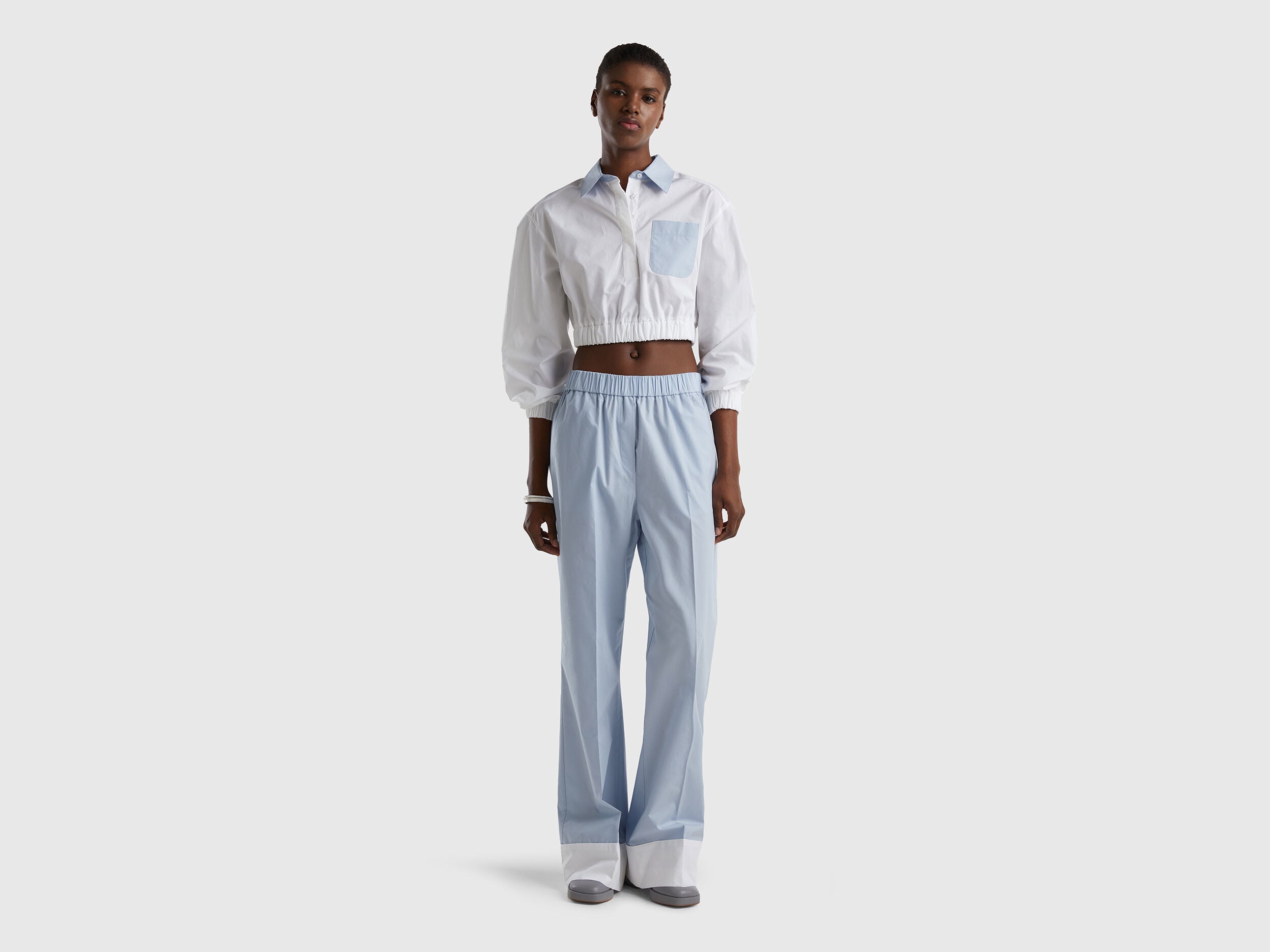 100% Cotton Trousers With Cuffs
