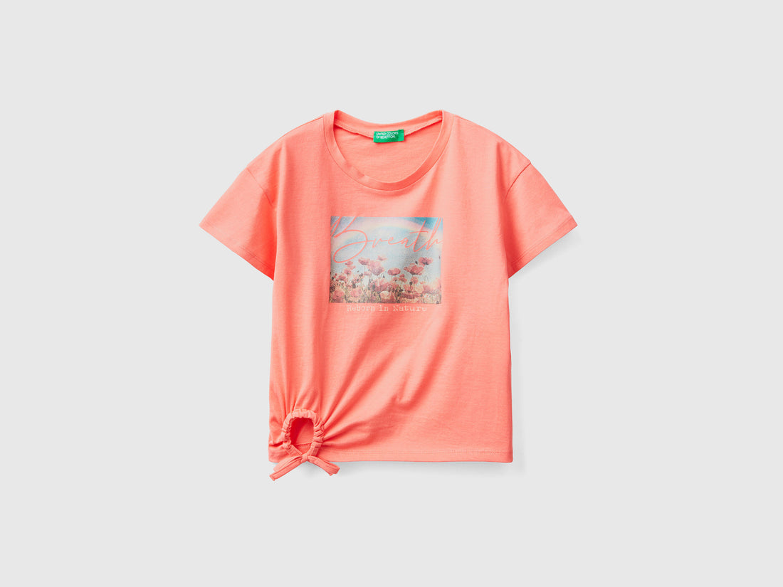 Cropped T-Shirt With Print And Glitter - 01