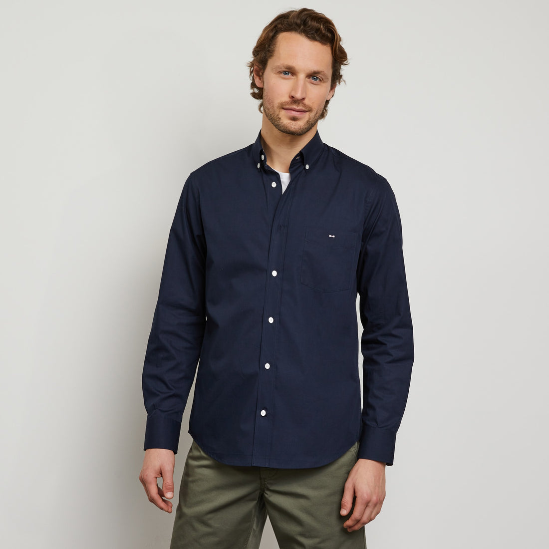 Dark Blue Shirt With Decorative Elbow Patches - 02