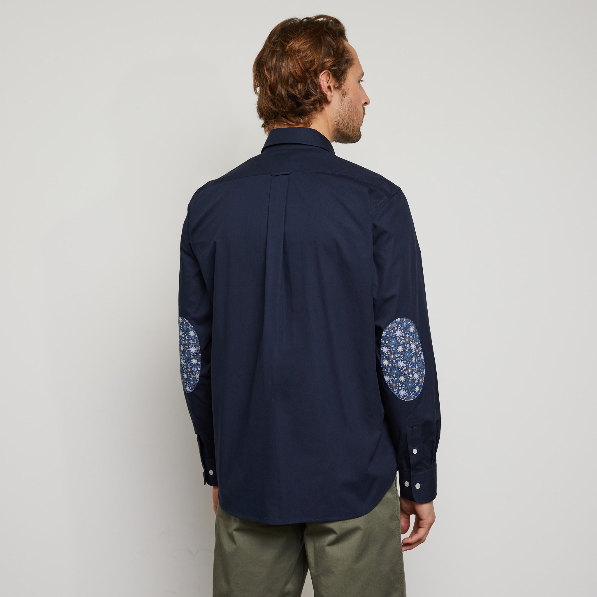 Dark Blue Shirt With Decorative Elbow Patches - 03