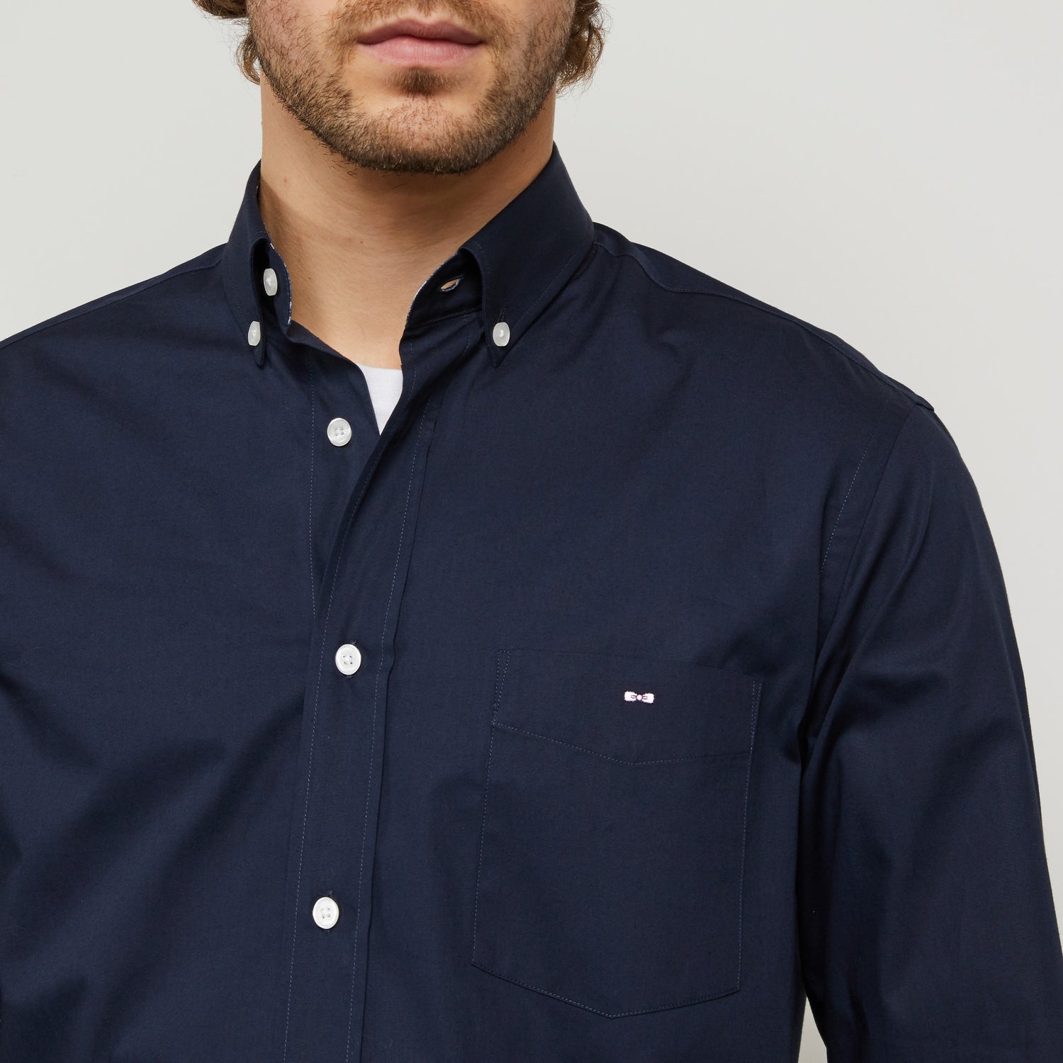 Dark Blue Shirt With Decorative Elbow Patches - 04