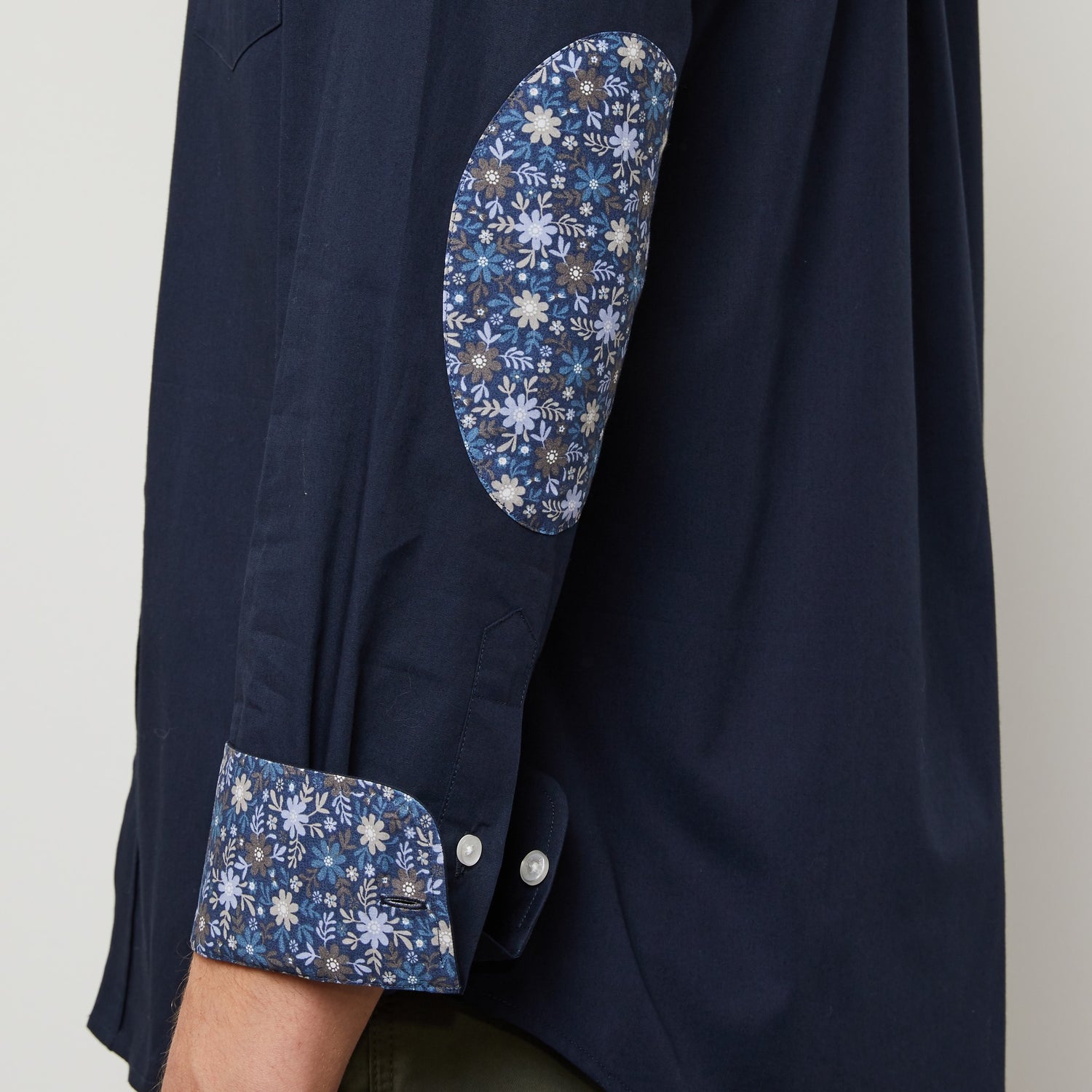 Dark Blue Shirt With Decorative Elbow Patches - 05