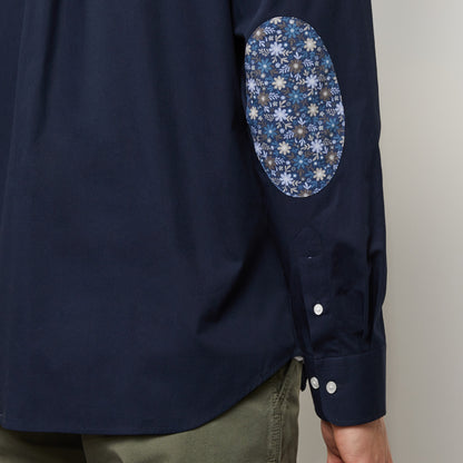Dark Blue Shirt With Decorative Elbow Patches - 06