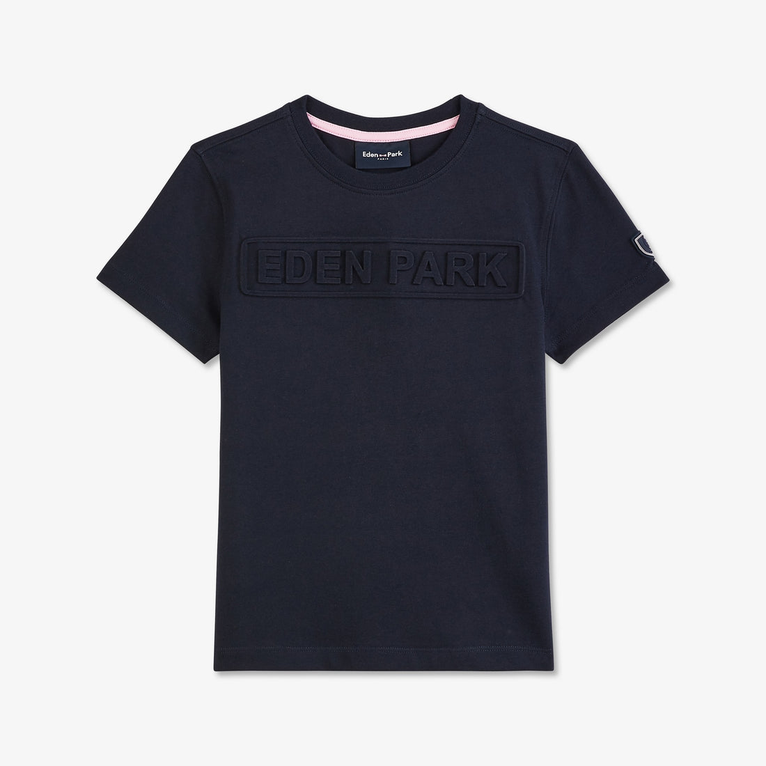 Dark Blue T-Shirt With Embossed Inscription - 01