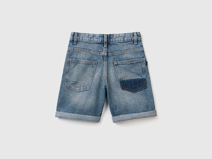 Denim Bermudas With Rips - 02