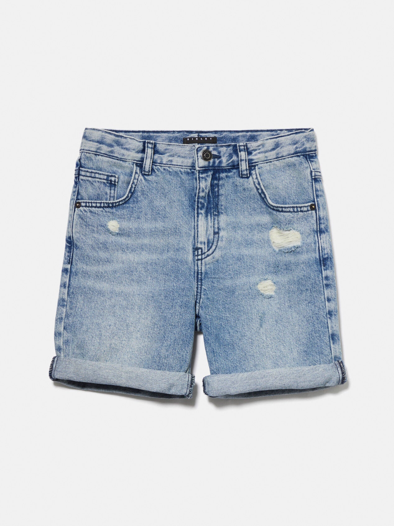 Denim Bermudas With Rips