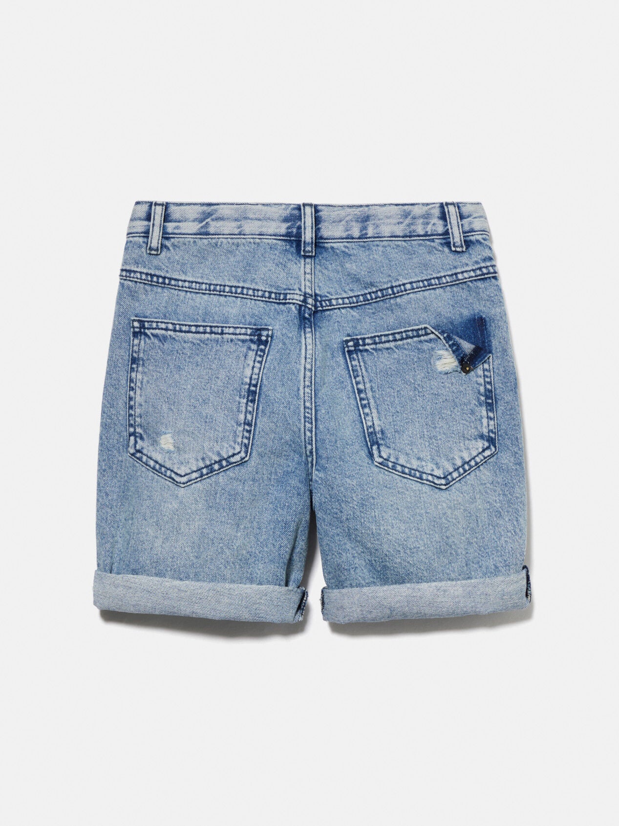 Denim Bermudas With Rips