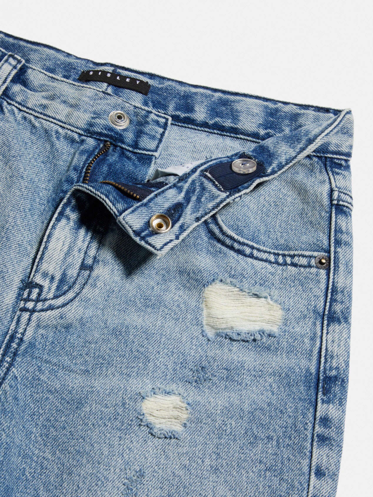 Denim Bermudas With Rips