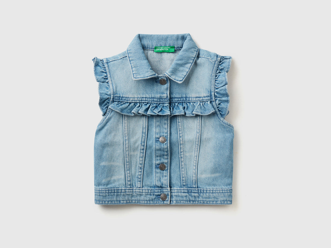 Denim Vest With Ruffles