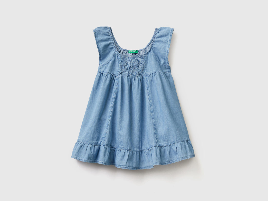 Dress In Chambray With Flounce