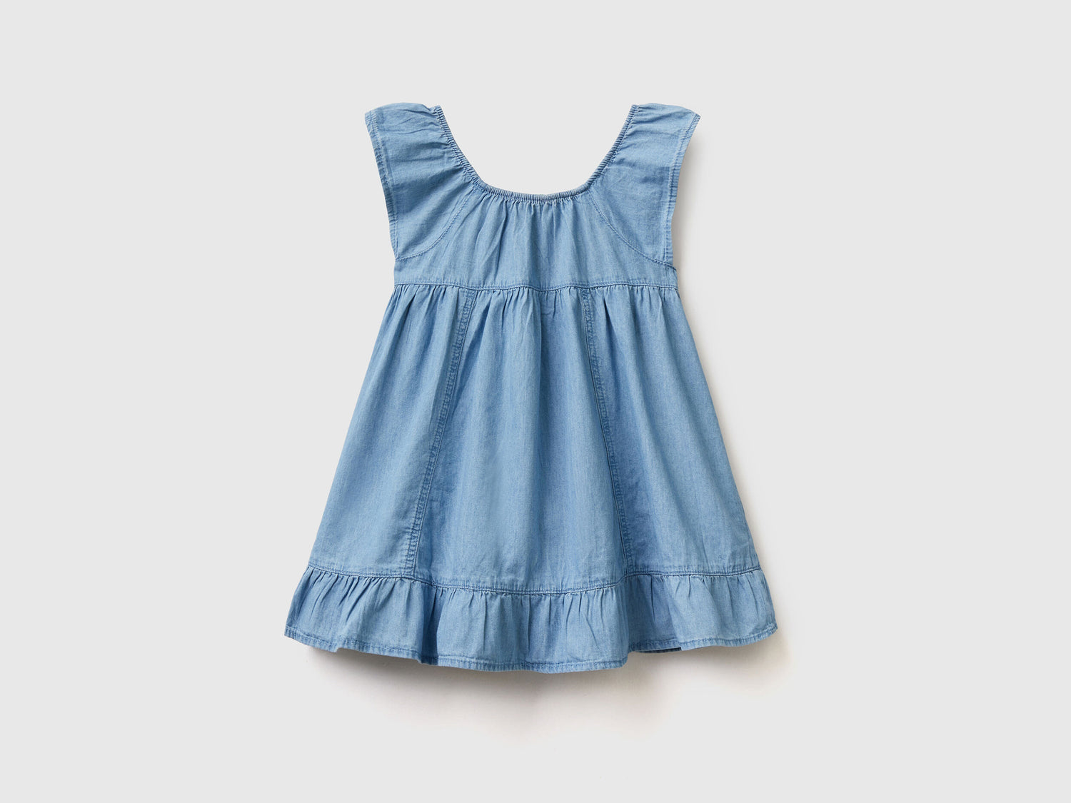 Dress In Chambray With Flounce