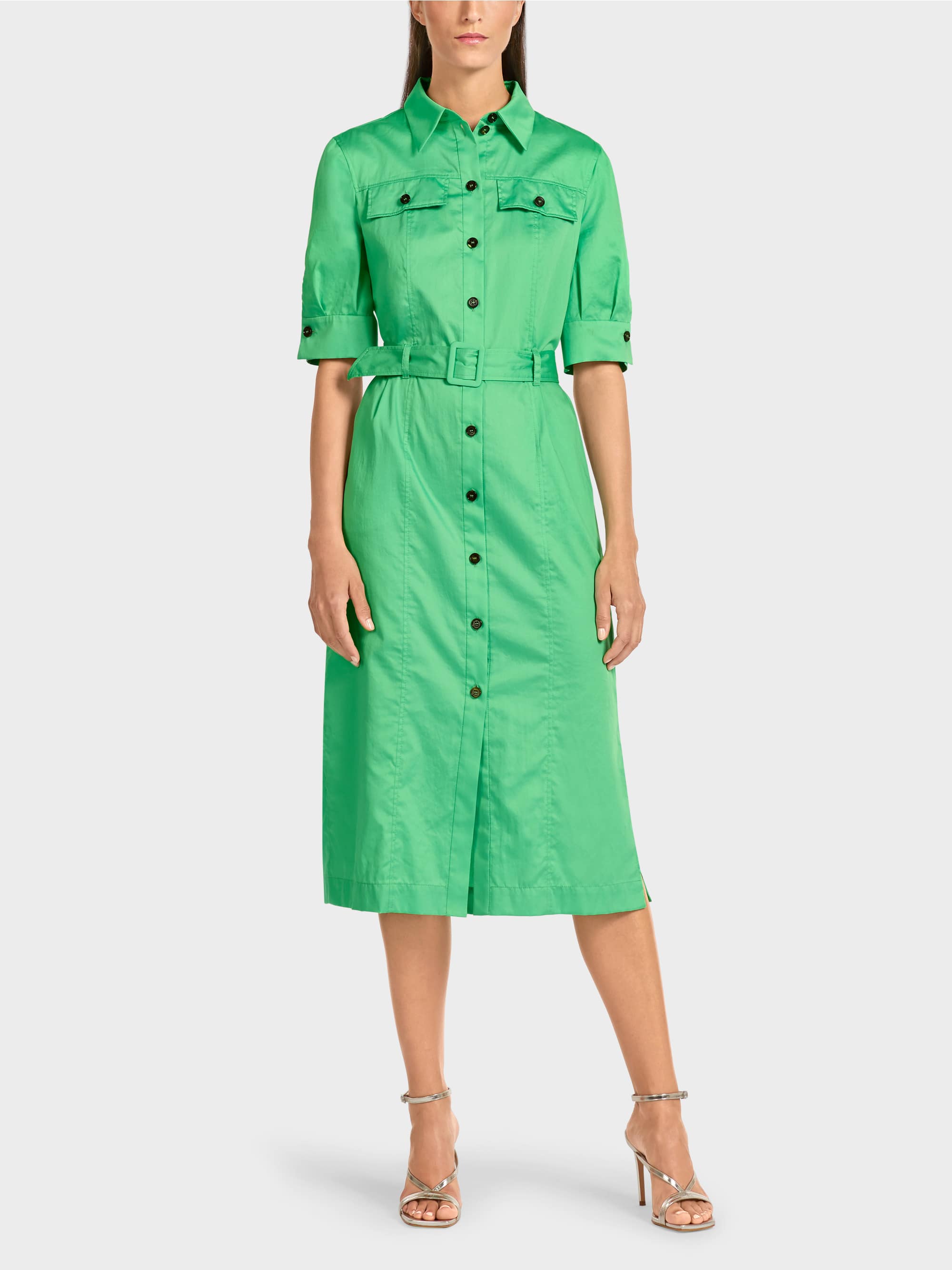 Feminine Shirt Dress With Belt - 01