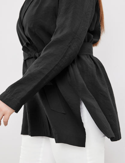 Fine Blouse-Style Blazer With A Tie-Around Belt