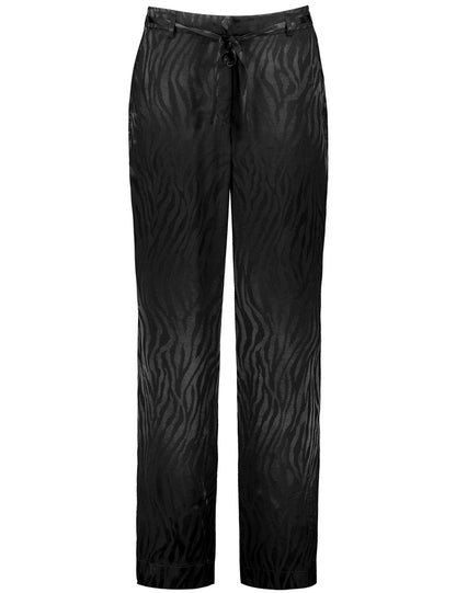 Fine Palazzo Trousers With A Tonal Tiger Design