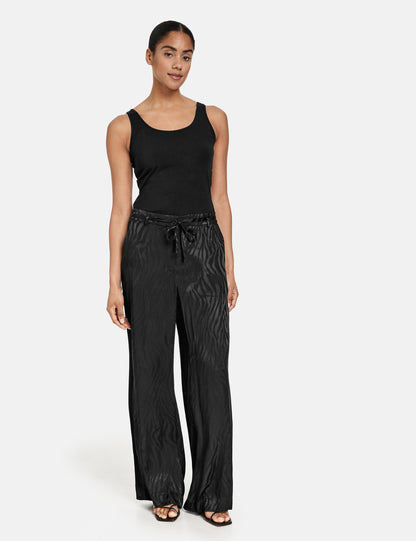 Fine Palazzo Trousers With A Tonal Tiger Design