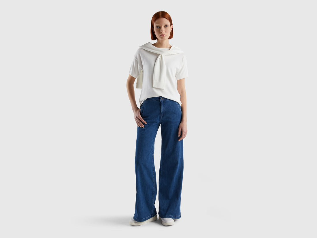 Flared Jeans In Stretch Cotton - 01