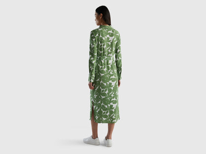 Floral Shirt Dress In Pure Viscose - 02