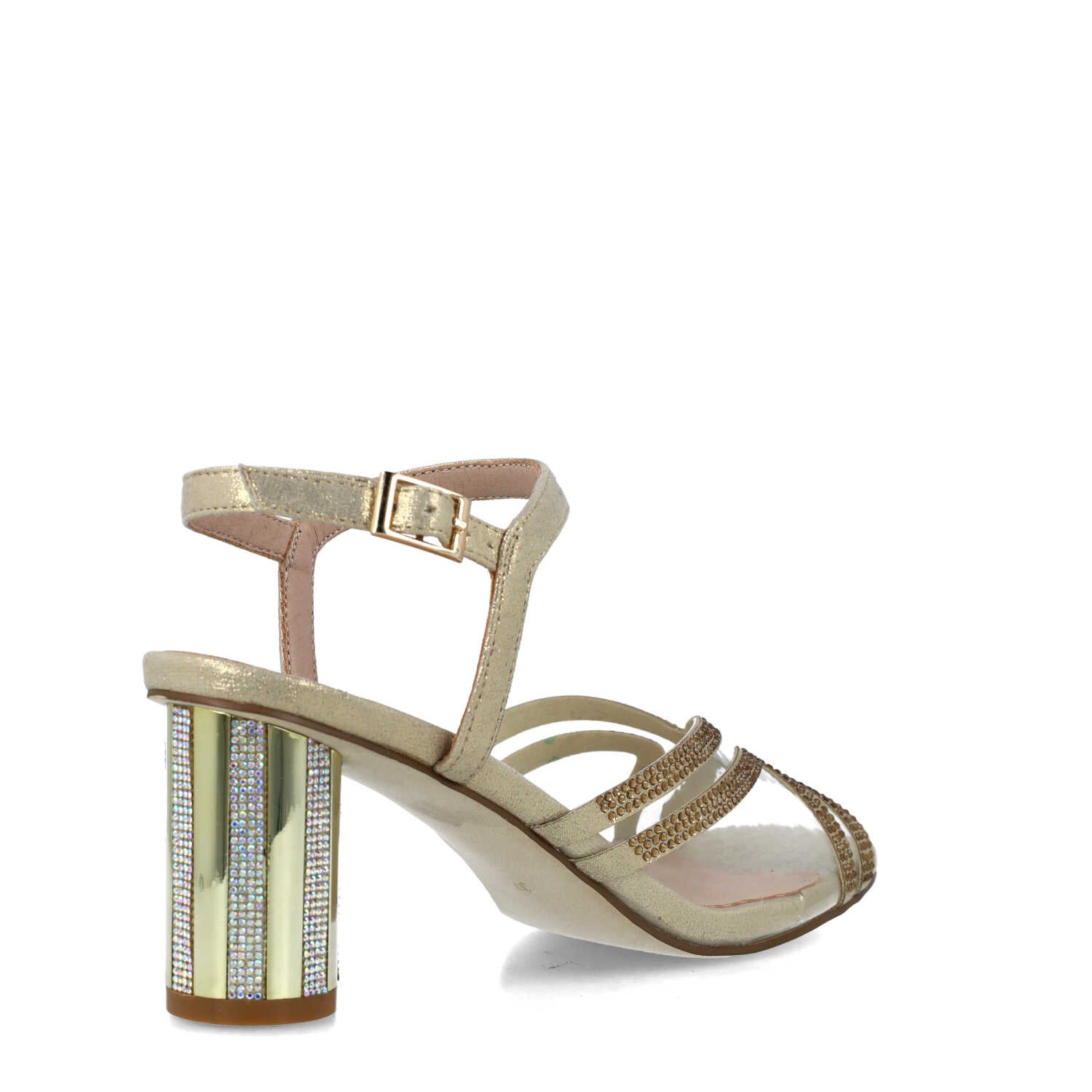 Gold Ankle-Strap High-Heel Sandals