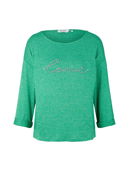 Green 3/4 Sleeve Graphic T-Shirt Tom Tailor
