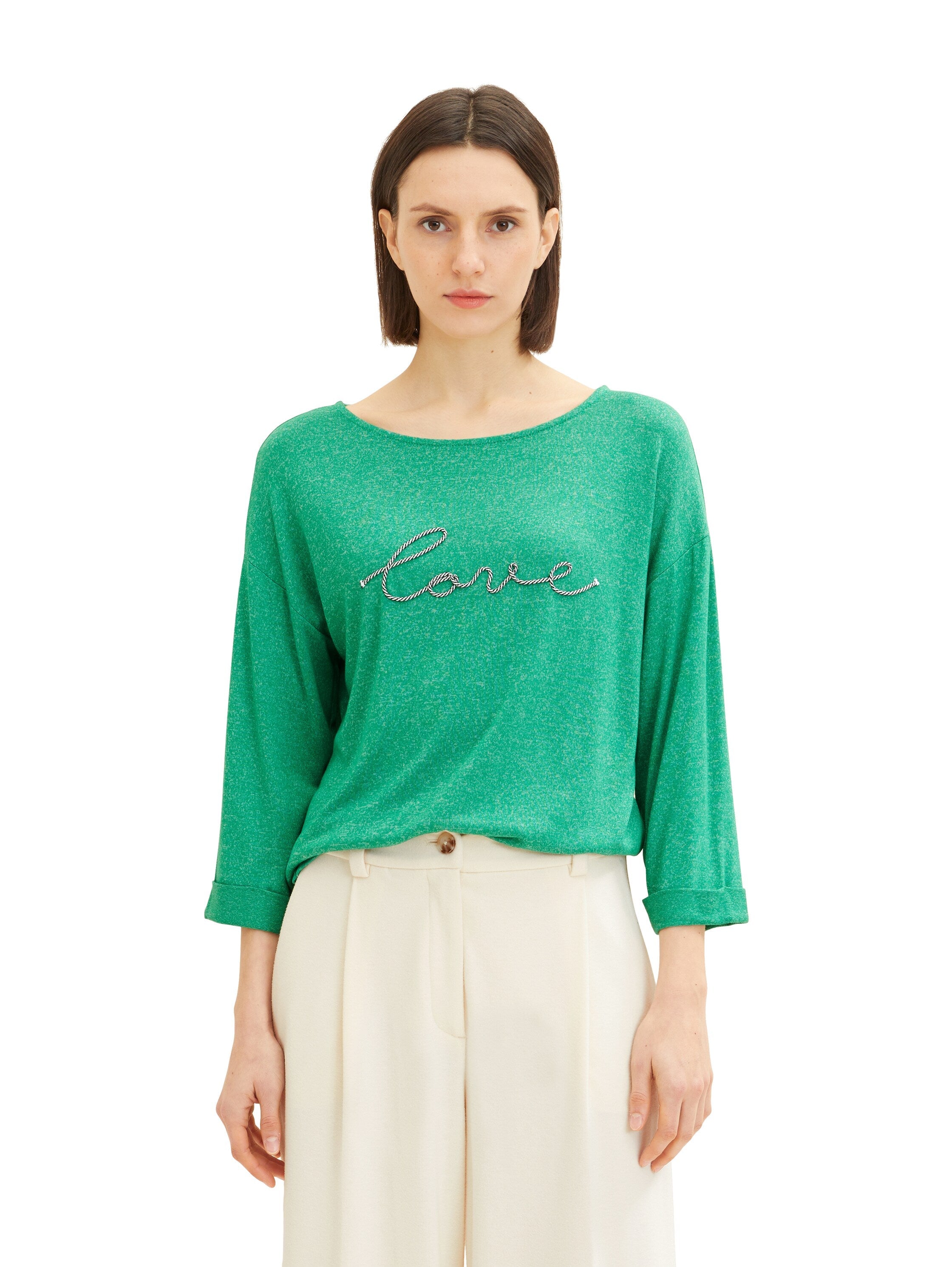 Green 3/4 Sleeve Graphic T-Shirt Tom Tailor