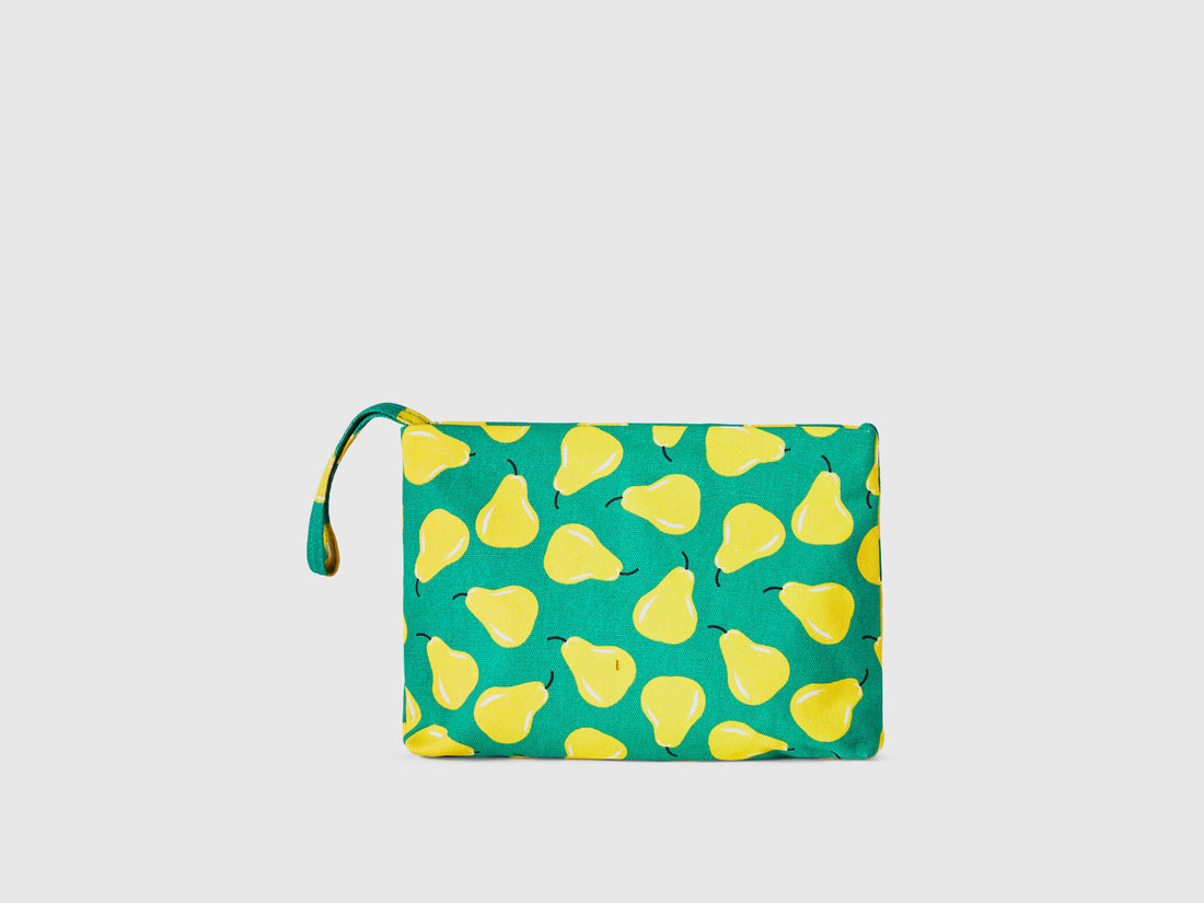 Green Beauty Case With Pear Pattern