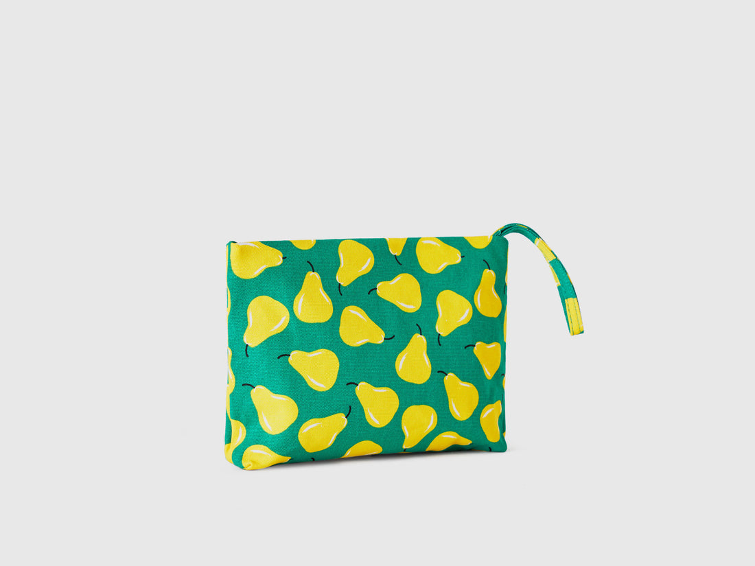 Green Beauty Case With Pear Pattern