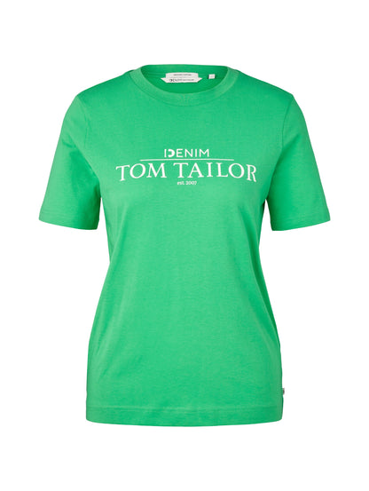 Green Short Sleeve Graphic Crew Neck T-Shirt Tom Tailor