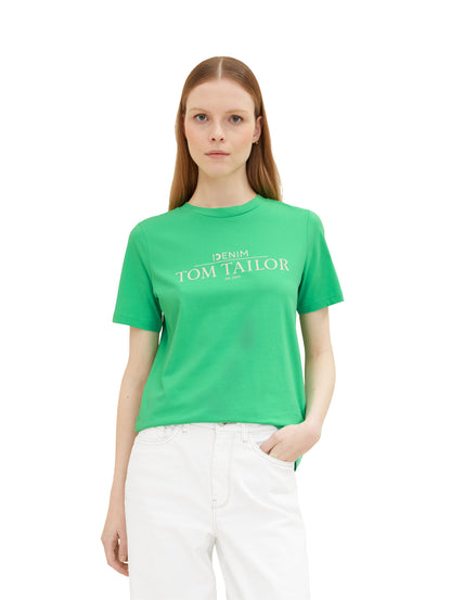 Green Short Sleeve Graphic Crew Neck T-Shirt Tom Tailor