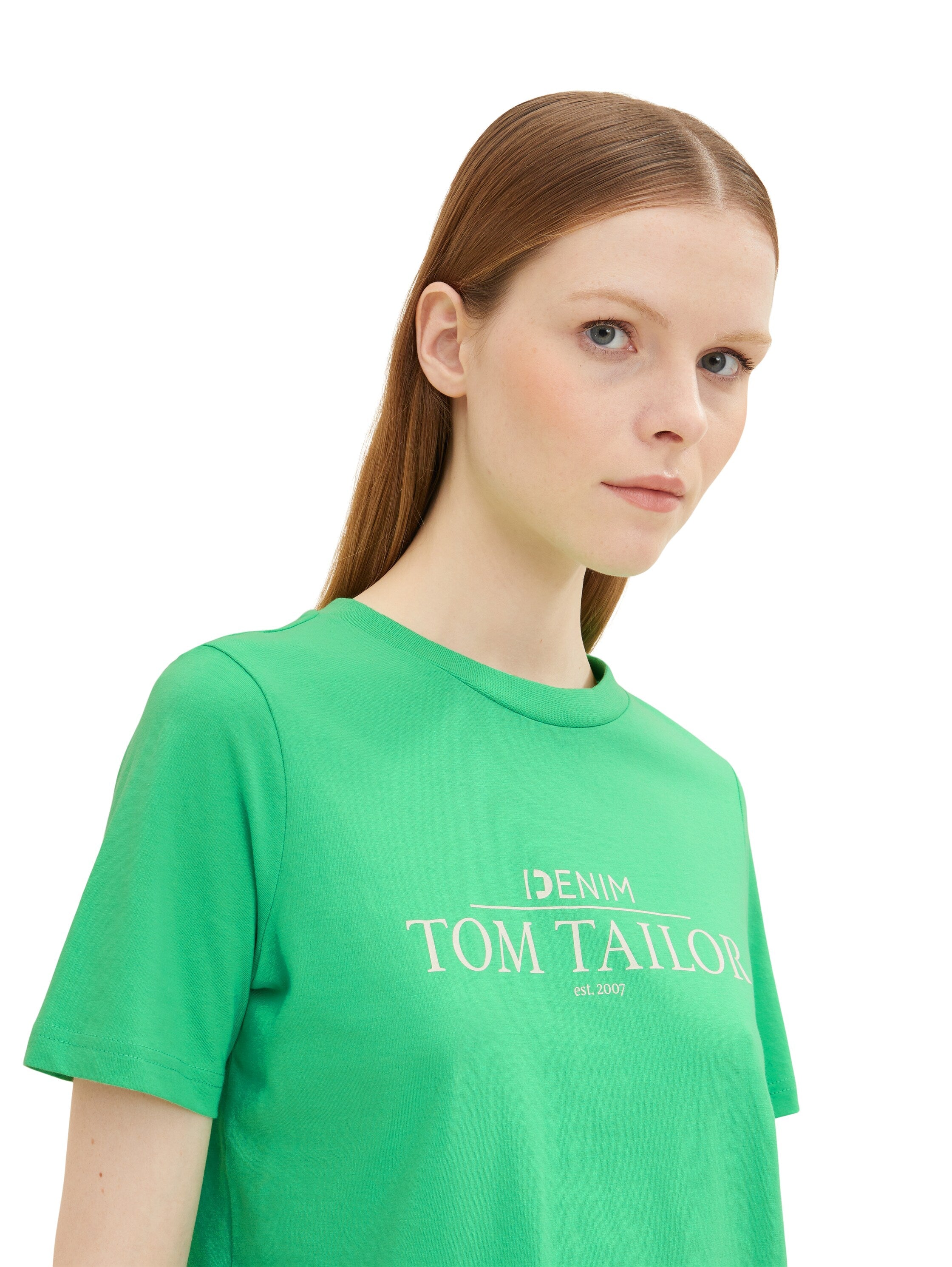 Green Short Sleeve Graphic Crew Neck T-Shirt Tom Tailor