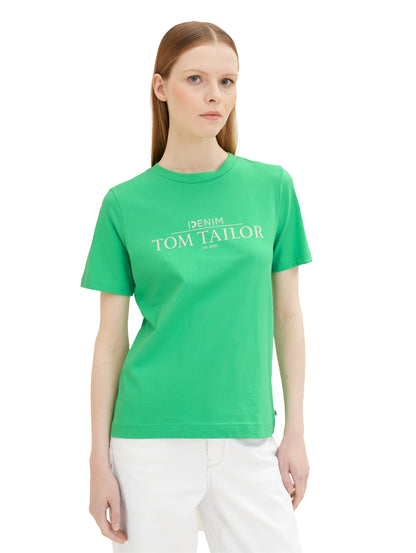 Green Short Sleeve Graphic Crew Neck T-Shirt Tom Tailor