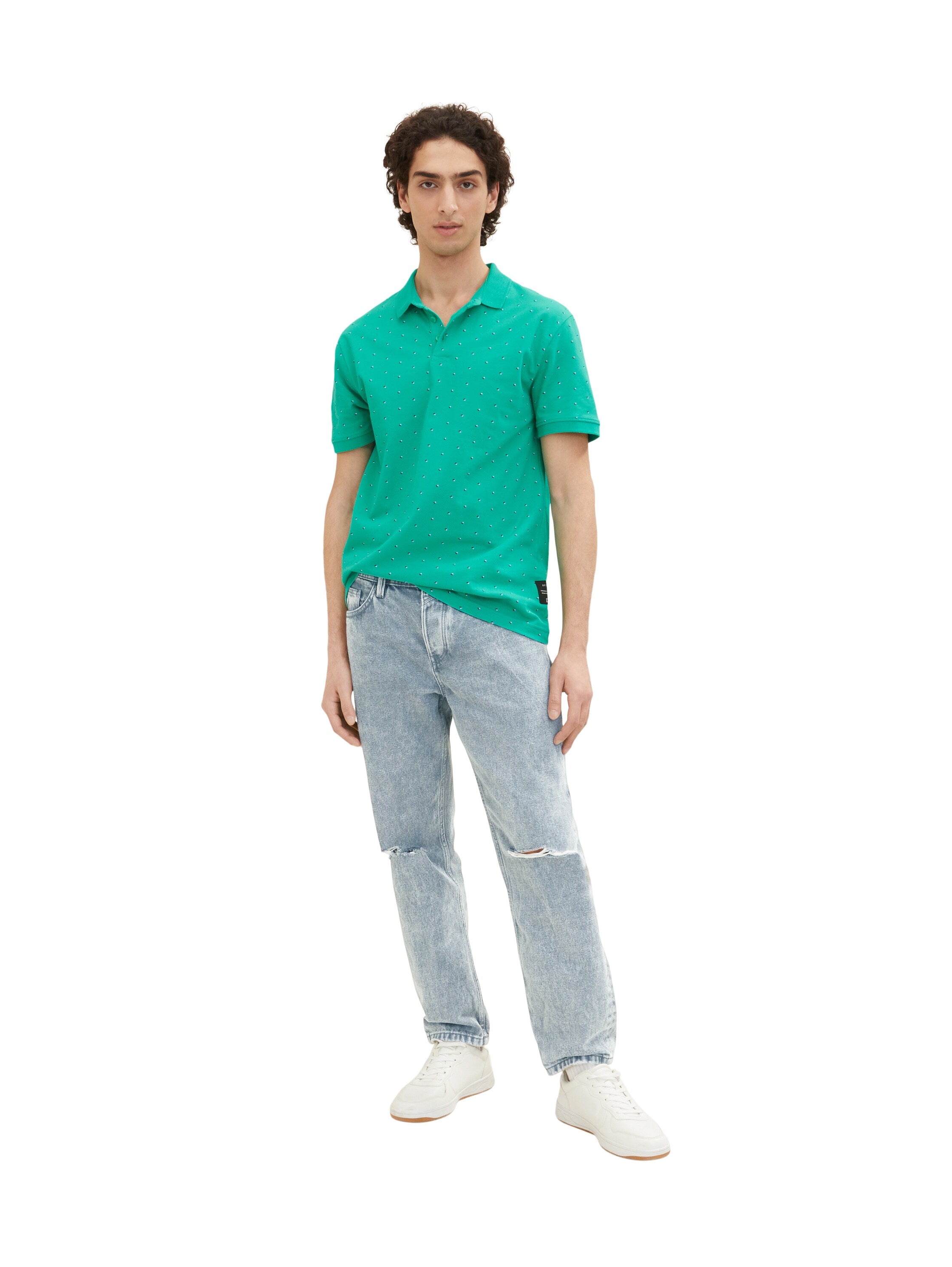 Green Short Sleeve Printed Polo Shirt
