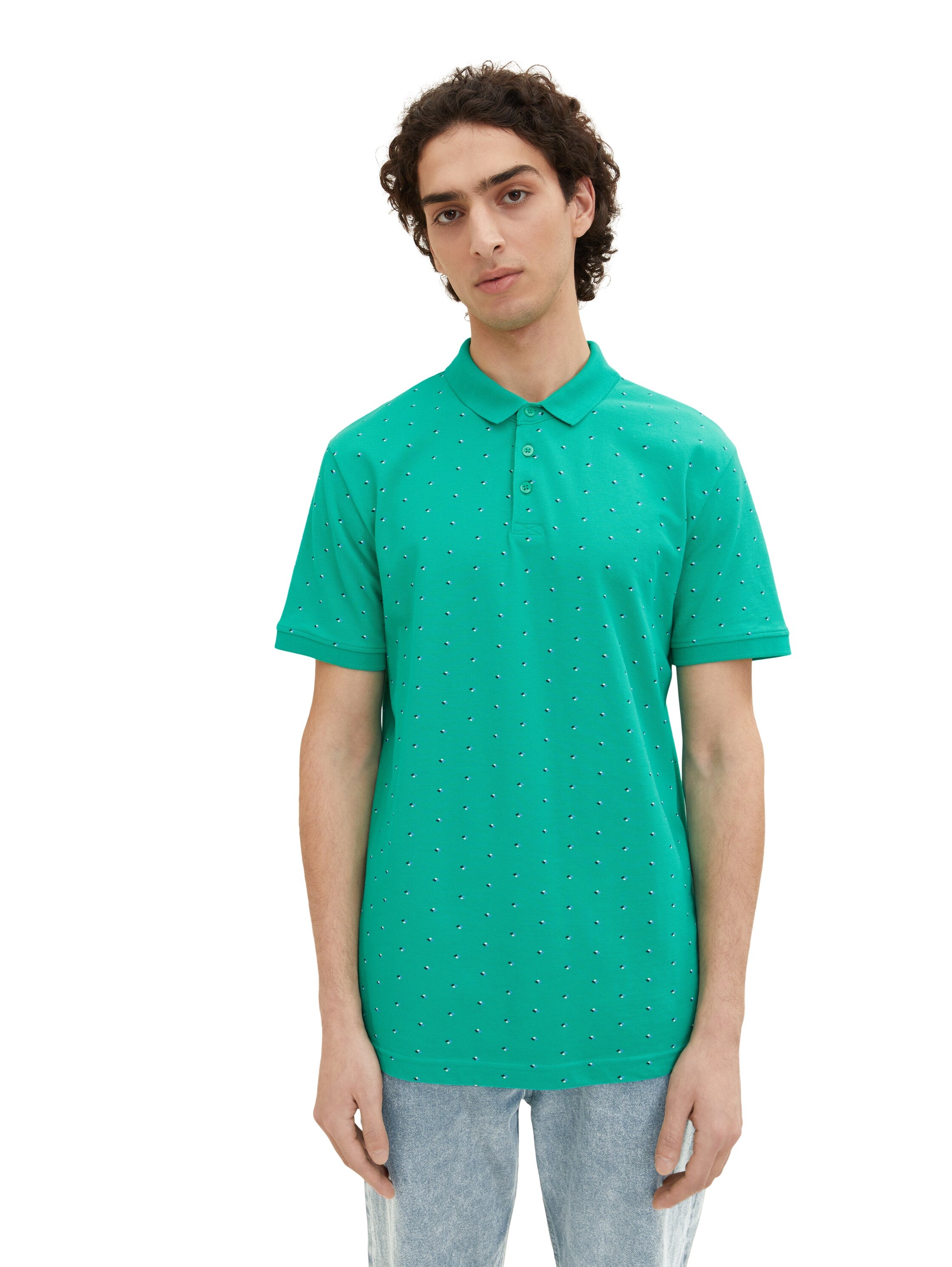Green Short Sleeve Printed Polo Shirt