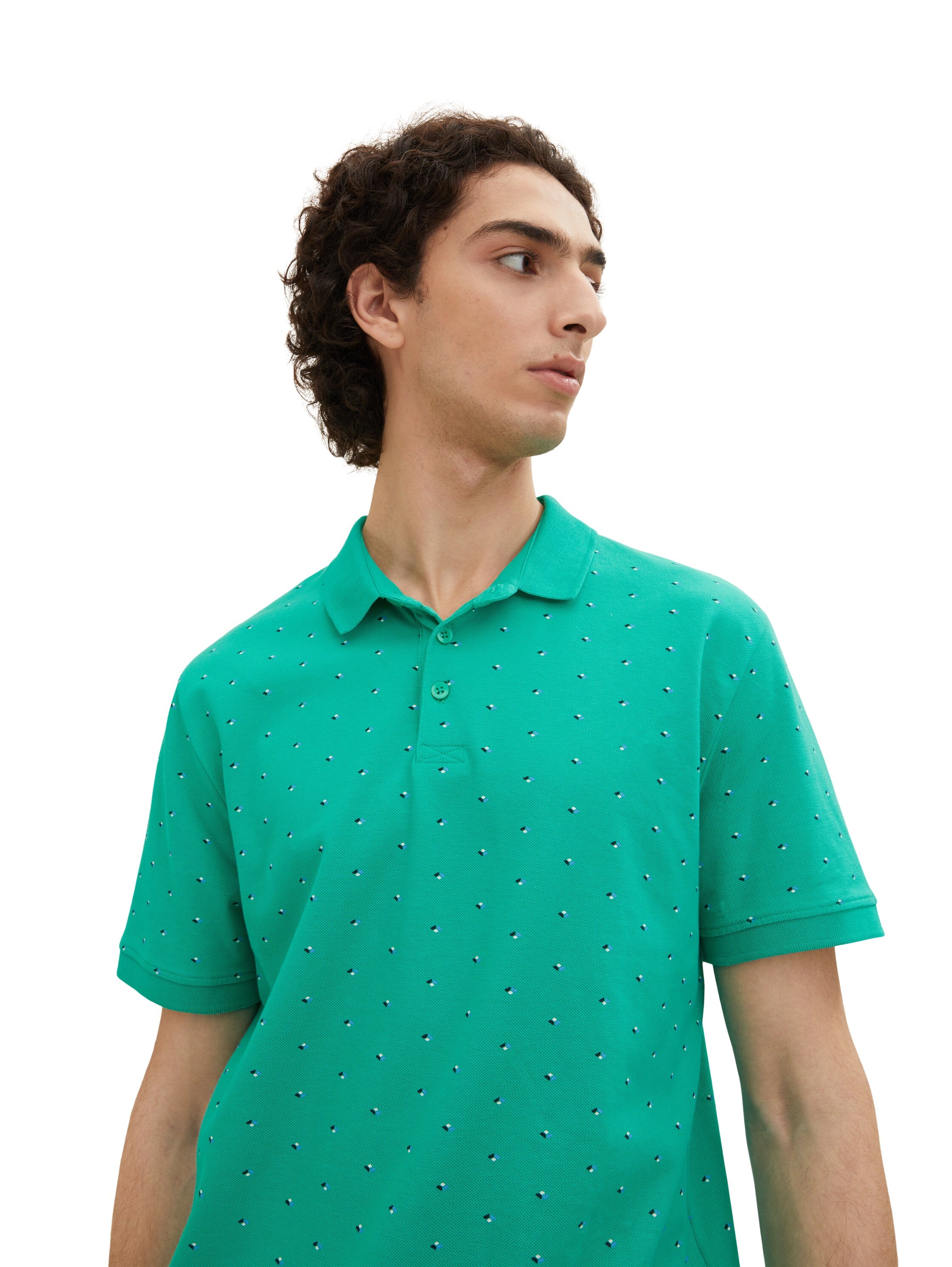 Green Short Sleeve Printed Polo Shirt