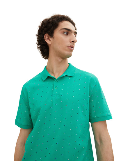 Green Short Sleeve Printed Polo Shirt