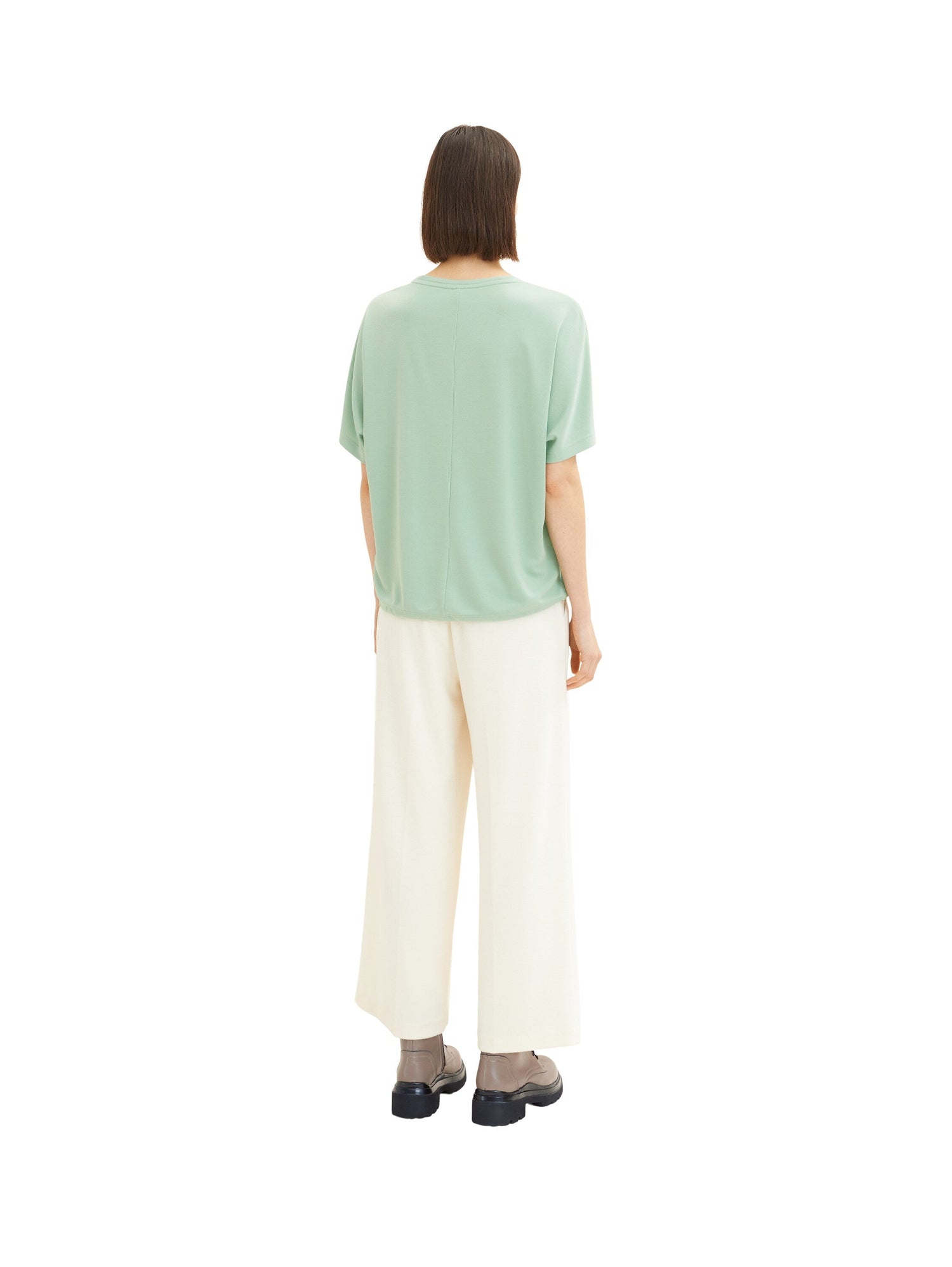 Green Short Sleeve T-Shirt With Adjustable Hem Tom Tailor