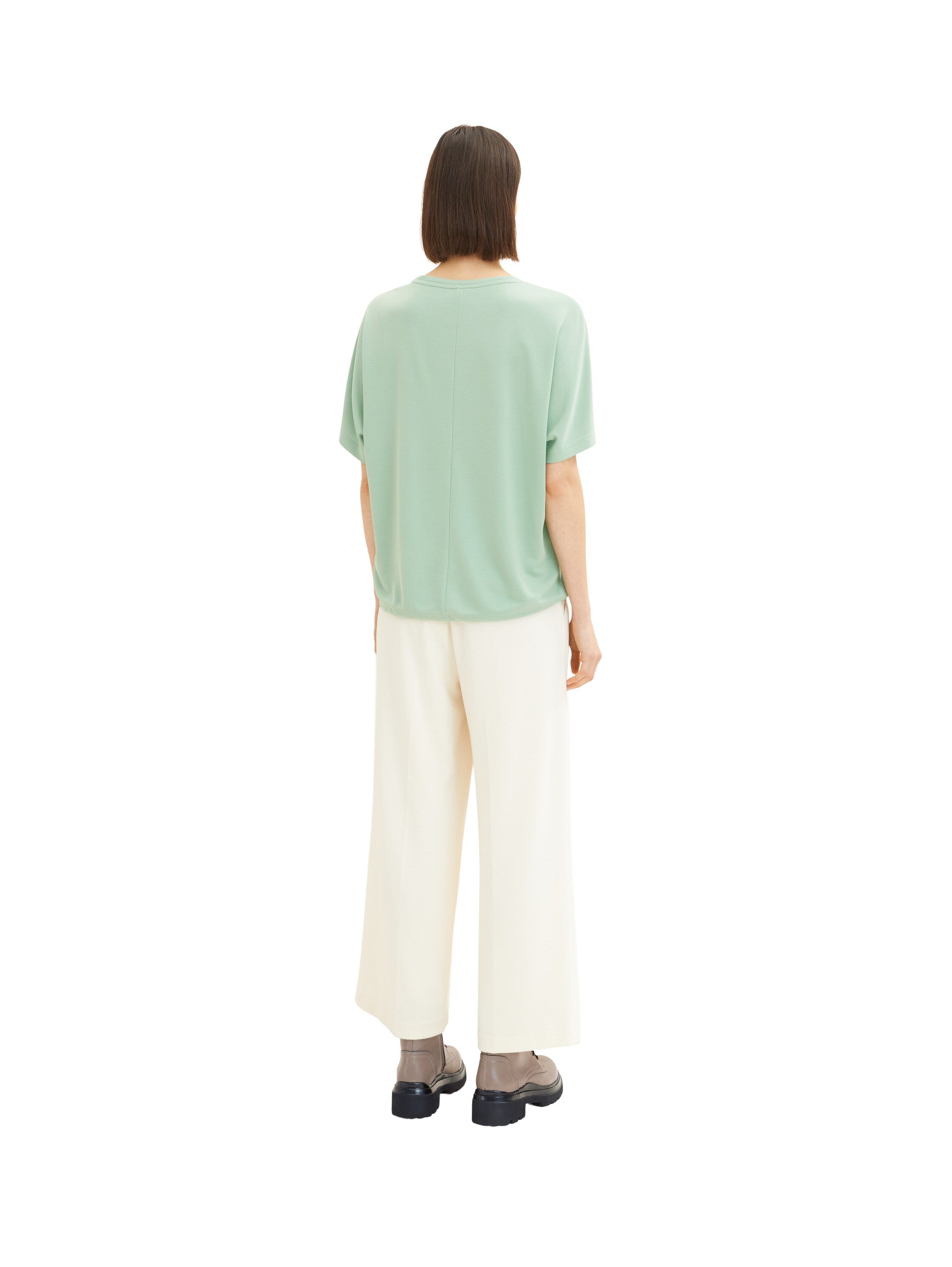Green Short Sleeve T-Shirt With Adjustable Hem Tom Tailor