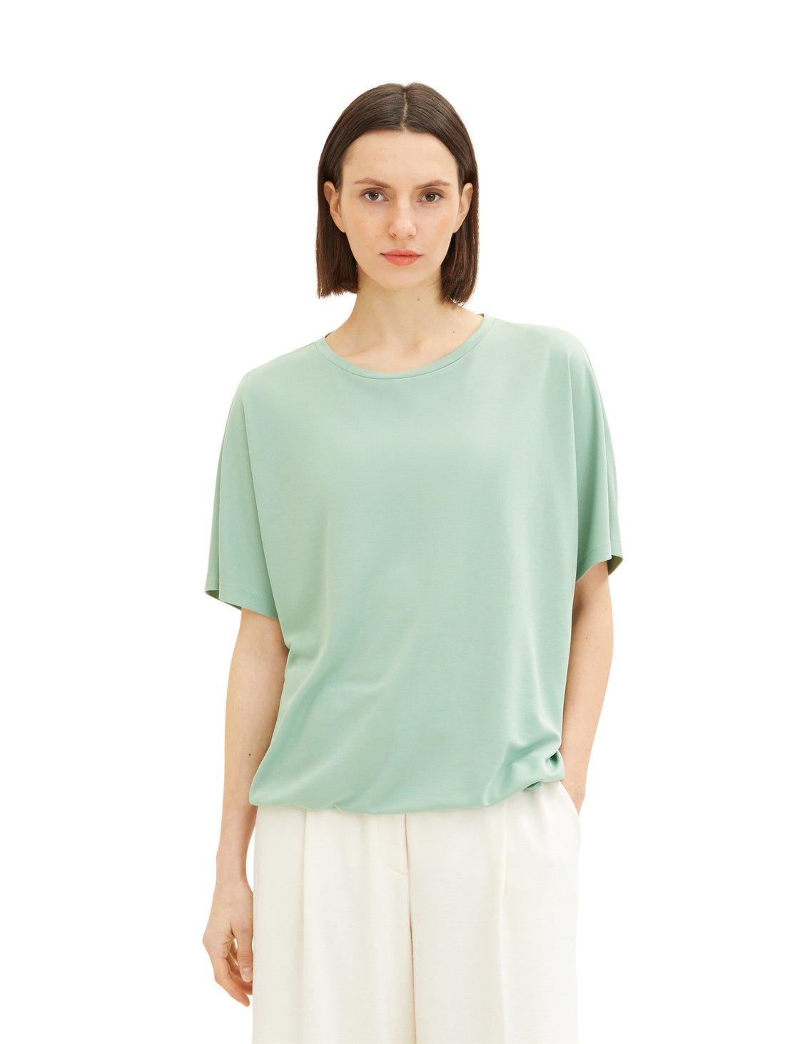 Green Short Sleeve T-Shirt With Adjustable Hem Tom Tailor