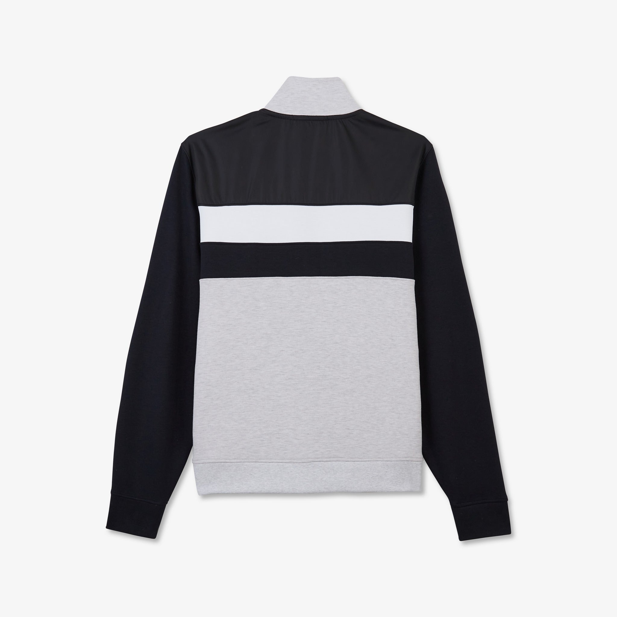 Grey Colour-Block, Bi-Fabric Zipped Sweatshirt - 05
