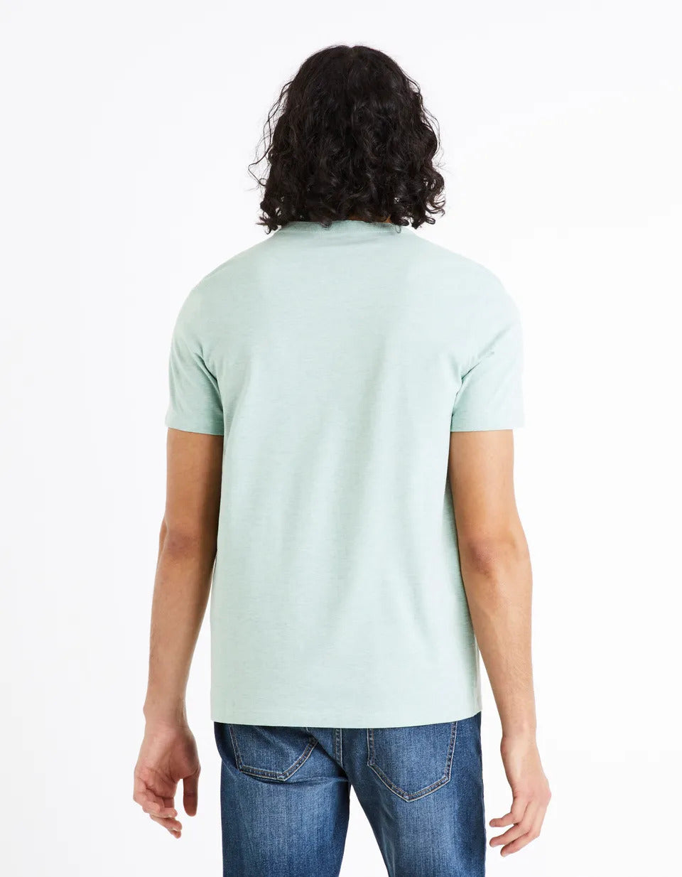 Henley Collar T-Shirt In Cotton Blend - Green - 02