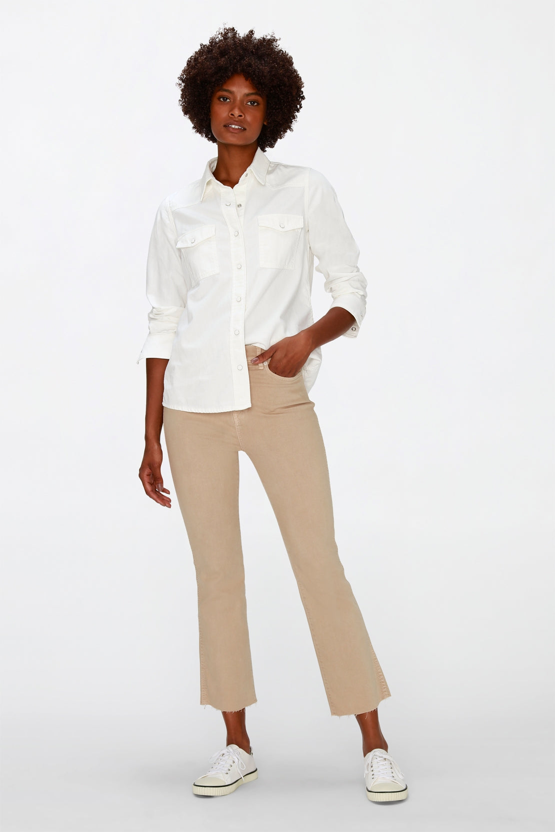 Hw Slim Kick Colored Stretch With Raw Cut Hem Sandcastle