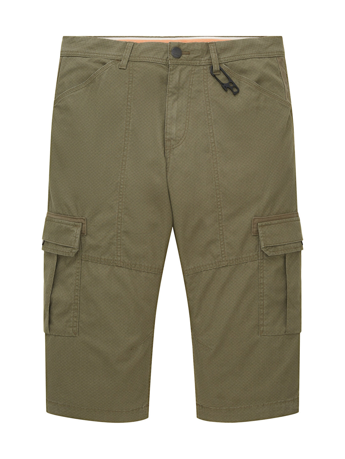 Kaki Green Knee-Length Cargo Shorts