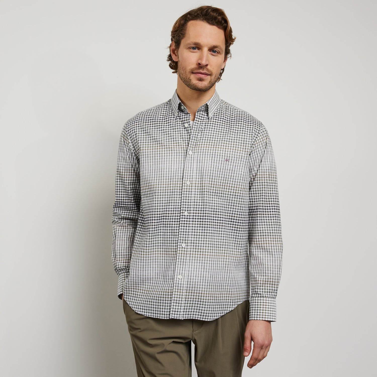 Khaki Tie Dye Checked Shirt - 02